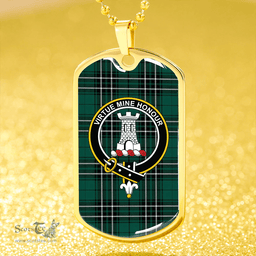 ScottishPlaid MacLean of Duart Hunting (Vestiarium Scoticum) Modern Clan Tartan Dog Tag Necklace - Crest Classic Scottish Plaid Tartan Plaid
