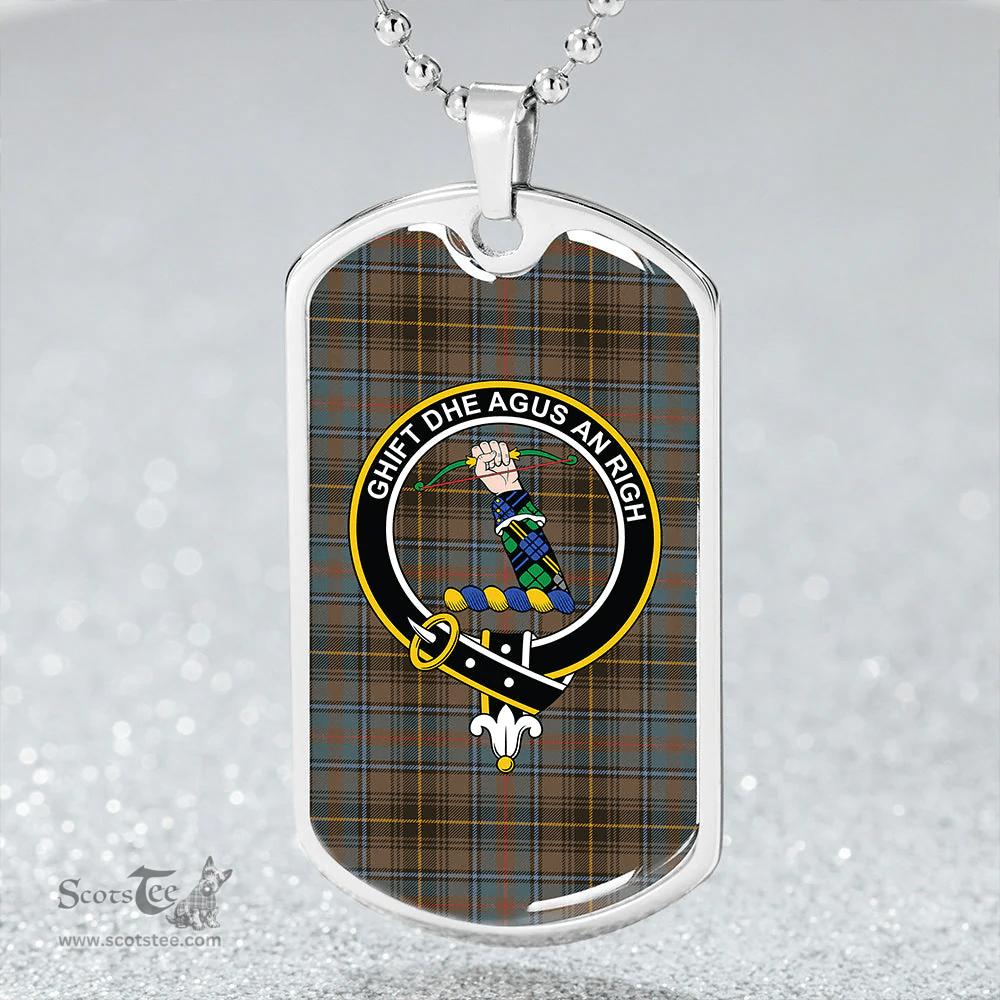 ScottishPlaid MacInnes Weathered Clan Tartan Dog Tag Necklace - Crest Classic Scottish Plaid Tartan Plaid