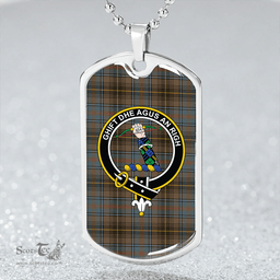 ScottishPlaid MacInnes Weathered Clan Tartan Dog Tag Necklace - Crest Classic Scottish Plaid Tartan Plaid