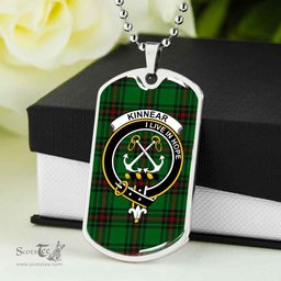 Scottish Kinnear Clan Tartan Dog Tag Necklace - Crest Classic Scottish Plaid Tartan Plaid