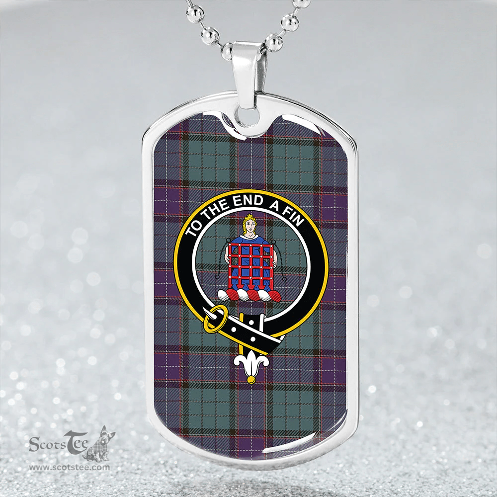 ScottishPlaid Storrie Weathered Clan Tartan Dog Tag Necklace - Crest Classic Scottish Plaid Tartan Plaid