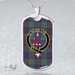 ScottishPlaid Storrie Weathered Clan Tartan Dog Tag Necklace - Crest Classic Scottish Plaid Tartan Plaid