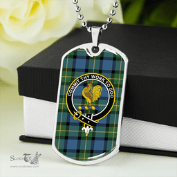ScottishPlaid Sinclair of Ulster Ancient Clan Tartan Dog Tag Necklace - Crest Classic Scottish Plaid Tartan Plaid