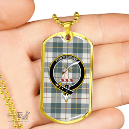 ScottishPlaid MacRae of Conchra Weathered Clan Tartan Dog Tag Necklace - Crest Classic Scottish Plaid Tartan Plaid