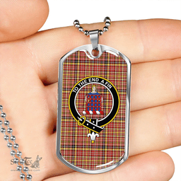 ScottishPlaid Ogilvie of Strathallan Ancient Clan Tartan Dog Tag Necklace - Crest Classic Scottish Plaid Tartan Plaid