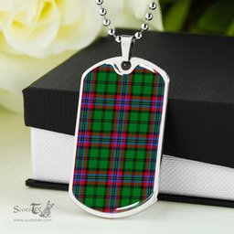 Scottish McGeachie Clan Tartan Dog Tag Necklace - Classic Scottish Plaid Tartan Plaid