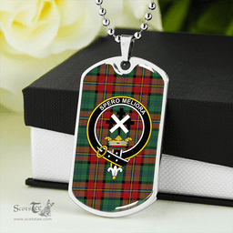 ScottishPlaid Moffat #2 Modern Clan Tartan Dog Tag Necklace - Crest Classic Scottish Plaid Tartan Plaid
