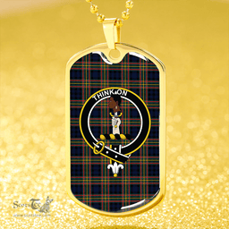 ScottishPlaid MacLellan Modern Clan Tartan Dog Tag Necklace - Crest Classic Scottish Plaid Tartan Plaid