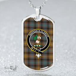 ScottishPlaid Watson (Wate/Watt) Weathered Clan Tartan Dog Tag Necklace - Crest Classic Scottish Plaid Tartan Plaid