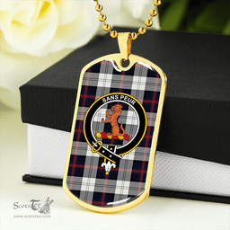 ScottishPlaid Sutherland Dress #2 Modern Clan Tartan Dog Tag Necklace - Crest Classic Scottish Plaid Tartan Plaid