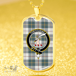 ScottishPlaid MacRae of Conchra Weathered Clan Tartan Dog Tag Necklace - Crest Classic Scottish Plaid Tartan Plaid