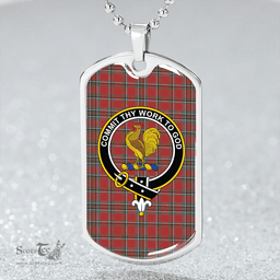 ScottishPlaid Sinclair Lyon Count Weathered Clan Tartan Dog Tag Necklace - Crest Classic Scottish Plaid Tartan Plaid