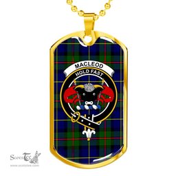 Scottish MacLeod of Lewis Clan Tartan Dog Tag Necklace - Crest Classic Scottish Plaid Tartan Plaid