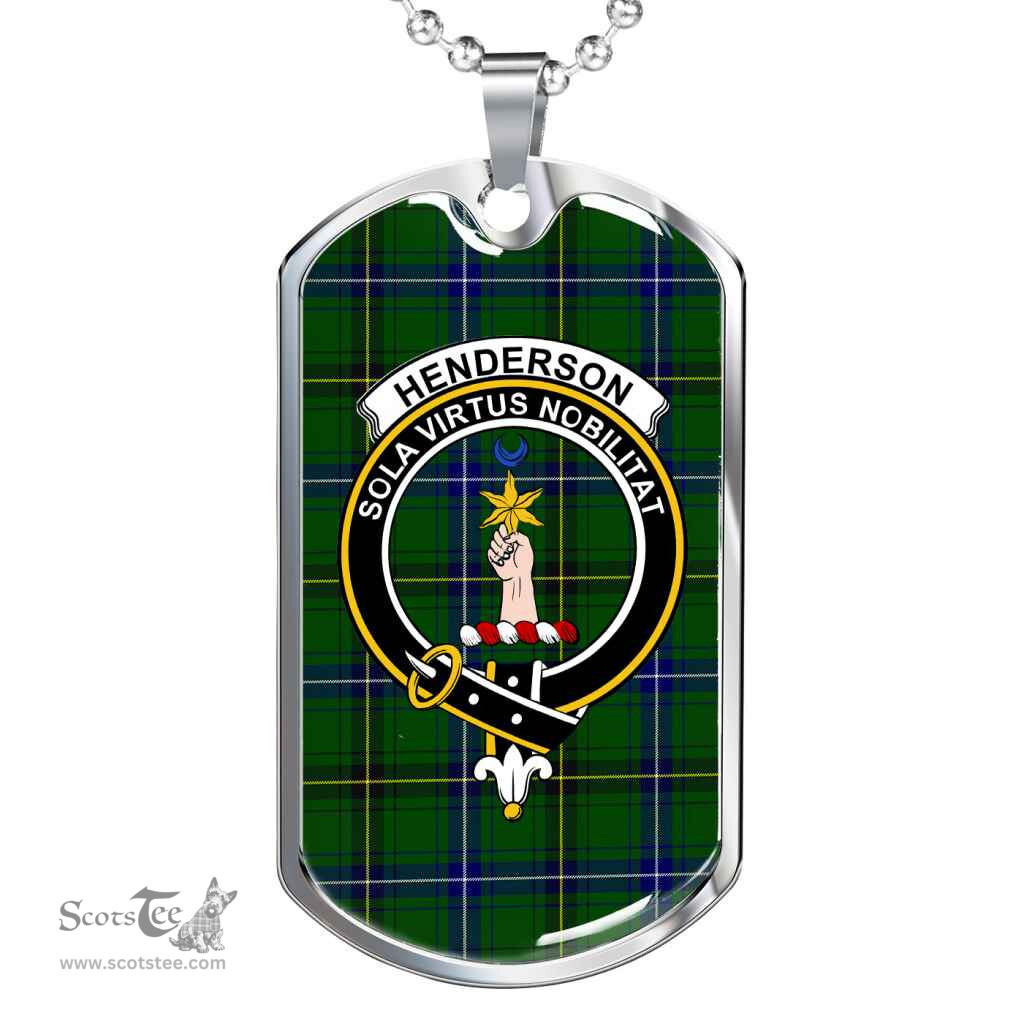 Scottish Henderson Clan Tartan Dog Tag Necklace - Crest Classic Scottish Plaid Tartan Plaid