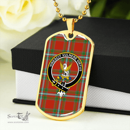 ScottishPlaid Stewart of Fingask #2 Ancient Clan Tartan Dog Tag Necklace - Crest Classic Scottish Plaid Tartan Plaid
