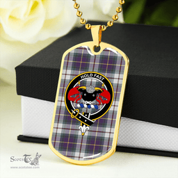 ScottishPlaid MacLeod of California Weathered Clan Tartan Dog Tag Necklace - Crest Classic Scottish Plaid Tartan Plaid