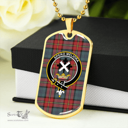 ScottishPlaid Moffat #2 Weathered Clan Tartan Dog Tag Necklace - Crest Classic Scottish Plaid Tartan Plaid