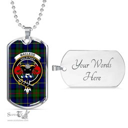 Scottish MacLeod of Lewis Clan Tartan Dog Tag Necklace - Crest Classic Scottish Plaid Tartan Plaid