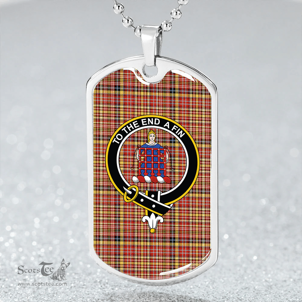ScottishPlaid Ogilvie of Strathallan Ancient Clan Tartan Dog Tag Necklace - Crest Classic Scottish Plaid Tartan Plaid