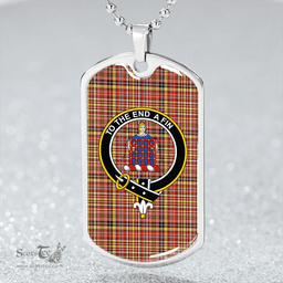 ScottishPlaid Ogilvie of Strathallan Ancient Clan Tartan Dog Tag Necklace - Crest Classic Scottish Plaid Tartan Plaid