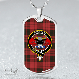 ScottishPlaid MacLeod Black and Red Weathered Clan Tartan Dog Tag Necklace - Crest Classic Scottish Plaid Tartan Plaid