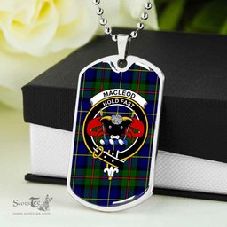 Scottish MacLeod of Lewis Clan Tartan Dog Tag Necklace - Crest Classic Scottish Plaid Tartan Plaid