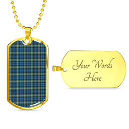 Scottish Lamont Ancient Clan Tartan Dog Tag Necklace - Classic Scottish Plaid Tartan Plaid