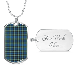 Scottish Lamont Ancient Clan Tartan Dog Tag Necklace - Classic Scottish Plaid Tartan Plaid