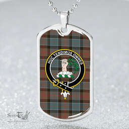 ScottishPlaid Paterson Weathered Clan Tartan Dog Tag Necklace - Crest Classic Scottish Plaid Tartan Plaid