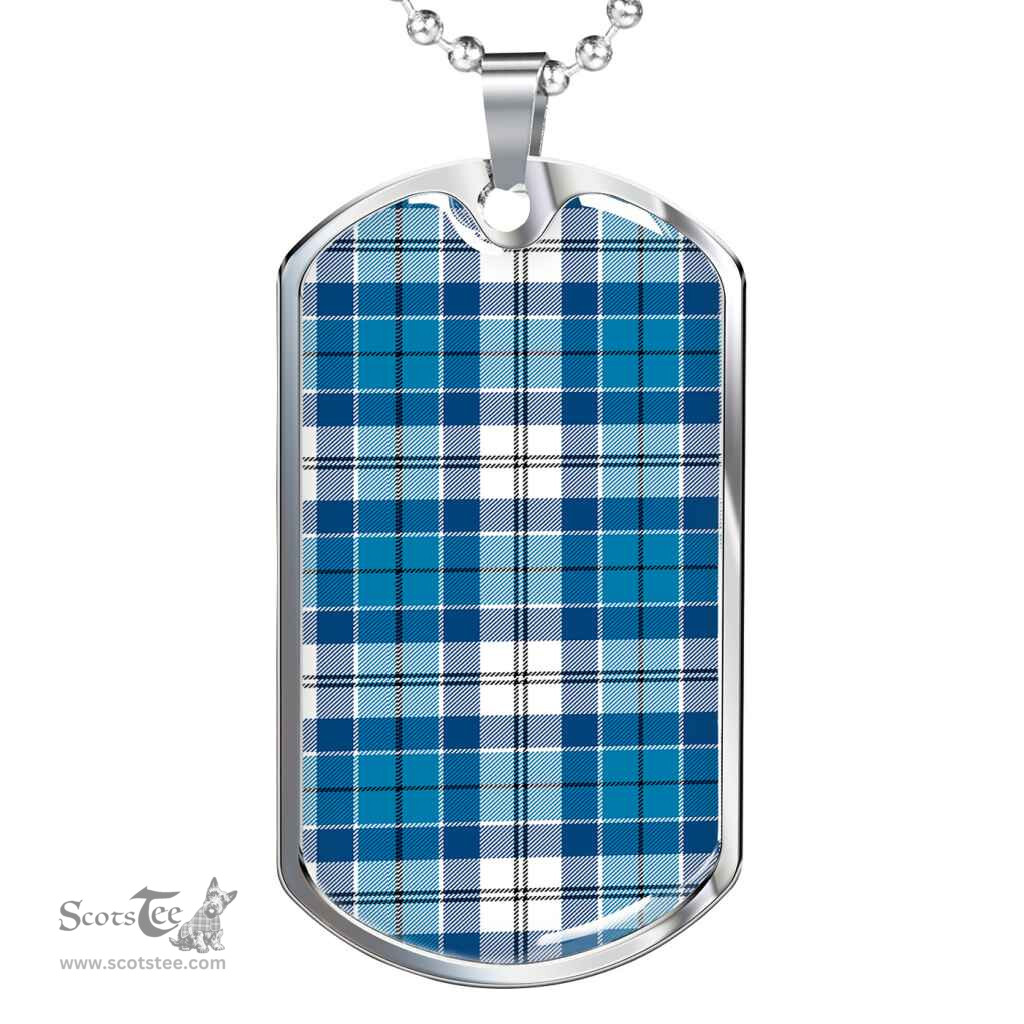 Scottish Roberton Clan Tartan Dog Tag Necklace - Classic Scottish Plaid Tartan Plaid