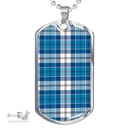Scottish Roberton Clan Tartan Dog Tag Necklace - Classic Scottish Plaid Tartan Plaid