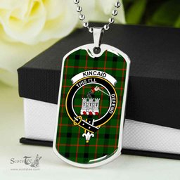 Scottish Kincaid Clan Tartan Dog Tag Necklace - Crest Classic Scottish Plaid Tartan Plaid