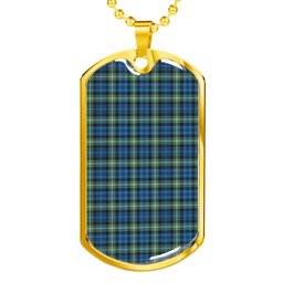 Scottish Lamont Ancient Clan Tartan Dog Tag Necklace - Classic Scottish Plaid Tartan Plaid