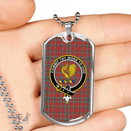 ScottishPlaid Sinclair Lyon Count Weathered Clan Tartan Dog Tag Necklace - Crest Classic Scottish Plaid Tartan Plaid