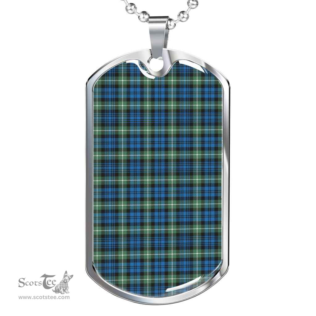 Scottish Lamont Ancient Clan Tartan Dog Tag Necklace - Classic Scottish Plaid Tartan Plaid