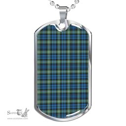 Scottish Lamont Ancient Clan Tartan Dog Tag Necklace - Classic Scottish Plaid Tartan Plaid