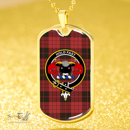 ScottishPlaid MacLeod Black and Red Weathered Clan Tartan Dog Tag Necklace - Crest Classic Scottish Plaid Tartan Plaid
