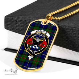 Scottish MacLeod of Lewis Clan Tartan Dog Tag Necklace - Crest Classic Scottish Plaid Tartan Plaid