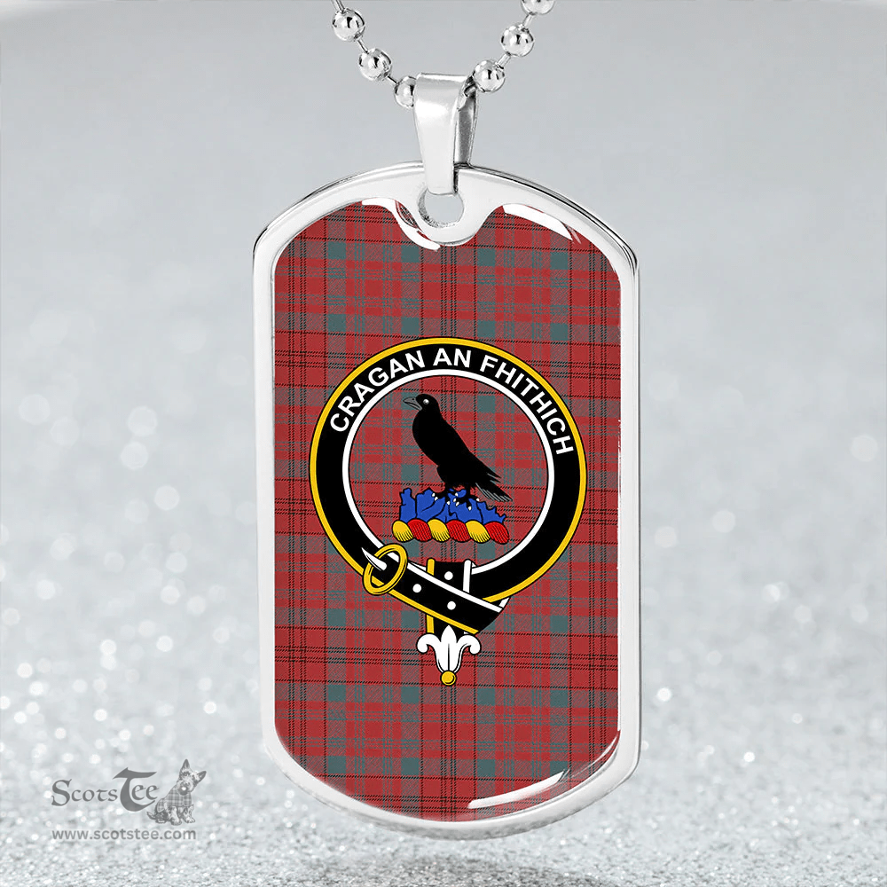 ScottishPlaid MacDonell of Keppoch 1847 Variant Weathered Clan Tartan Dog Tag Necklace - Crest Classic Scottish Plaid Tartan Plaid