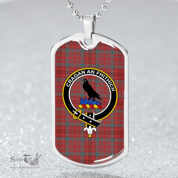 ScottishPlaid MacDonell of Keppoch 1847 Variant Weathered Clan Tartan Dog Tag Necklace - Crest Classic Scottish Plaid Tartan Plaid