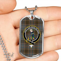 ScottishPlaid MacInnes Weathered Clan Tartan Dog Tag Necklace - Crest Classic Scottish Plaid Tartan Plaid