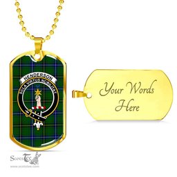 Scottish Henderson Clan Tartan Dog Tag Necklace - Crest Classic Scottish Plaid Tartan Plaid