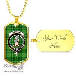Scottish Clephane (or Clephan) Clan Tartan Dog Tag Necklace - Crest Classic Scottish Plaid Tartan Plaid