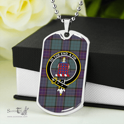 ScottishPlaid Storrie Weathered Clan Tartan Dog Tag Necklace - Crest Classic Scottish Plaid Tartan Plaid