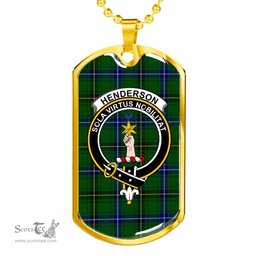 Scottish Henderson Clan Tartan Dog Tag Necklace - Crest Classic Scottish Plaid Tartan Plaid