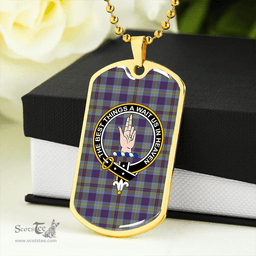 ScottishPlaid Miller # 2 Weathered Clan Tartan Dog Tag Necklace - Crest Classic Scottish Plaid Tartan Plaid