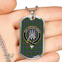 ScottishPlaid Strange of Balkaskie Clan Tartan Dog Tag Necklace - Crest Classic Scottish Plaid Tartan Plaid