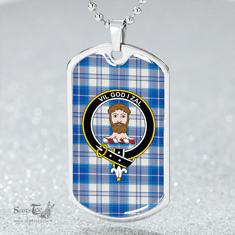 ScottishPlaid Menzies Dress Dance; Blue Modern Clan Tartan Dog Tag Necklace - Crest Classic Scottish Plaid Tartan Plaid