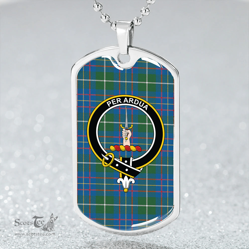 ScottishPlaid MacIntyre #3 Ancient Clan Tartan Dog Tag Necklace - Crest Classic Scottish Plaid Tartan Plaid