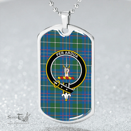 ScottishPlaid MacIntyre #3 Ancient Clan Tartan Dog Tag Necklace - Crest Classic Scottish Plaid Tartan Plaid